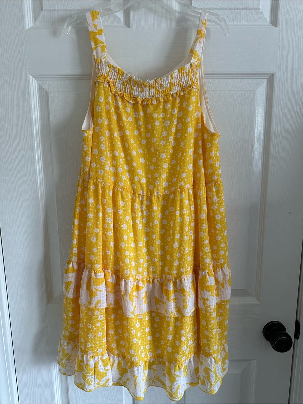 Cato Yellow Floral Tiered Sundress with white Accents